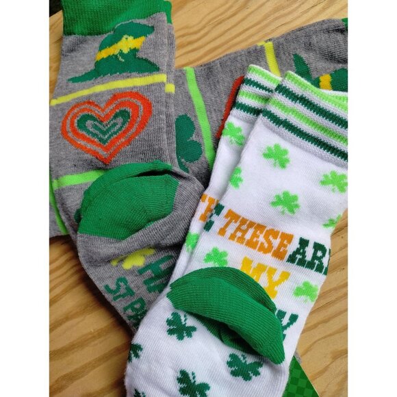 Saint Patricks Day Socks Shamrock & Lucky Horseshoe 3 Pack Collection - Picture 6 of 7